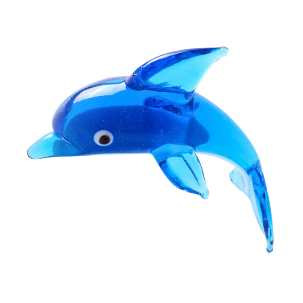 

Dolphinfigurines Figurine Animal Sea Statue Sculpture Ornament Blown Decoration Animals Crystal Decor Blue Desk Jumping