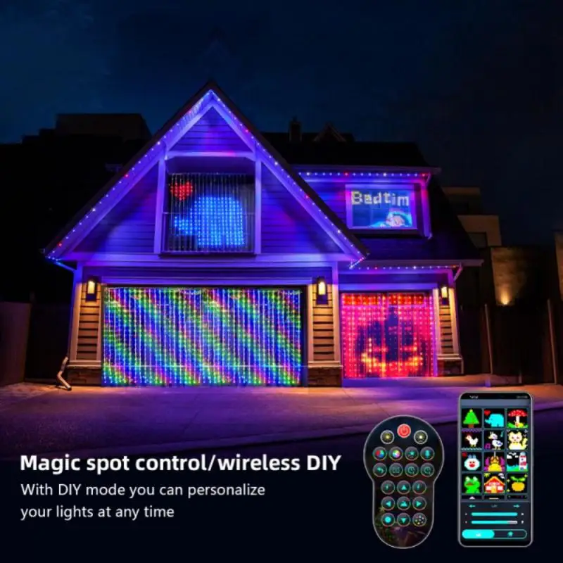 Smart LED RGB Colorful Curtain String Light Bluetooth APP Control Magic Christmas Fairy Lights DIY Picture Display Garland Decor