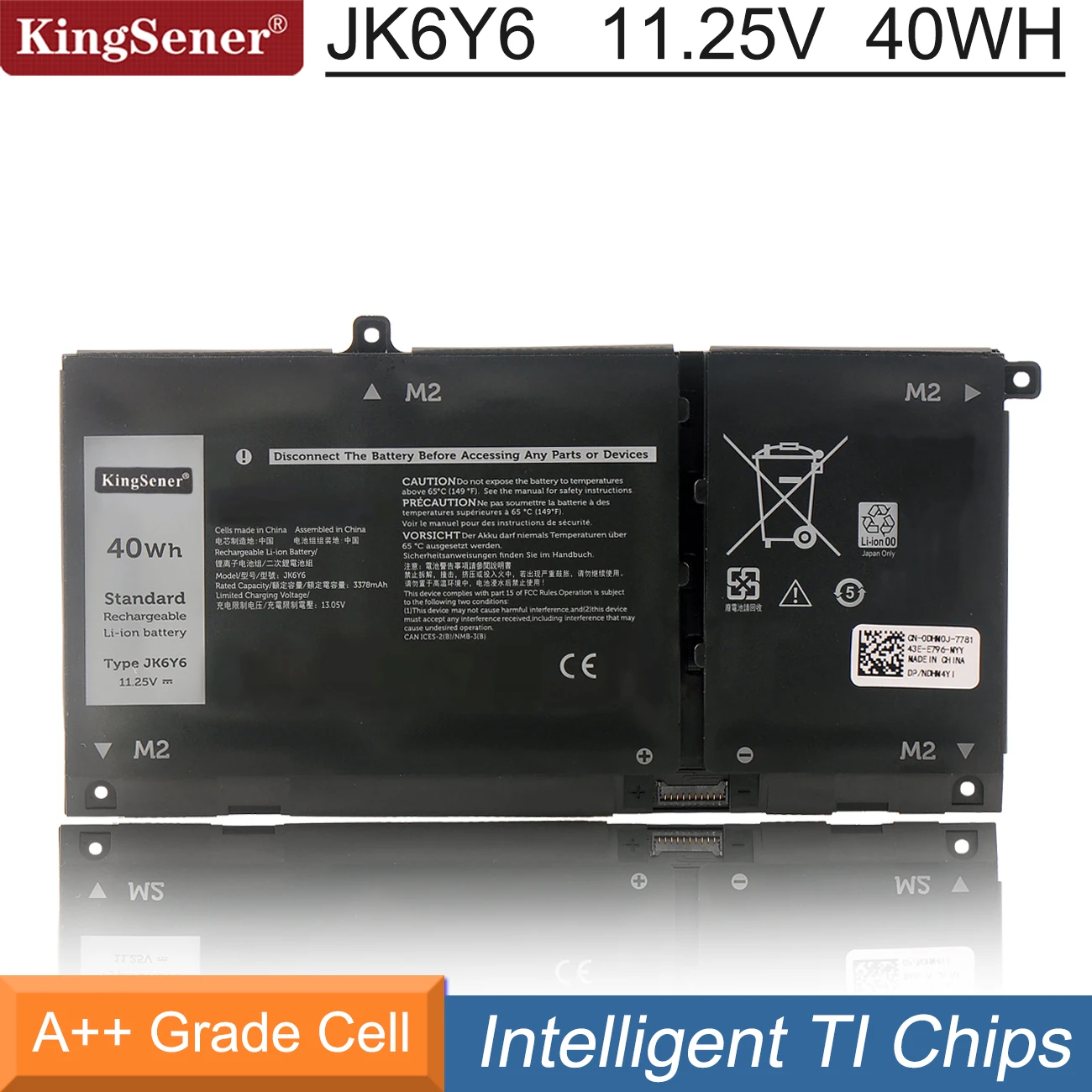 Фото Аккумулятор KingSener JK6Y6 11,25 в 40 Втч для ноутбука Dell Latitude 3410 3510 Vostro 14 5402 5501 5502 Inspiron 5300 5301 9077G H5CKD №1