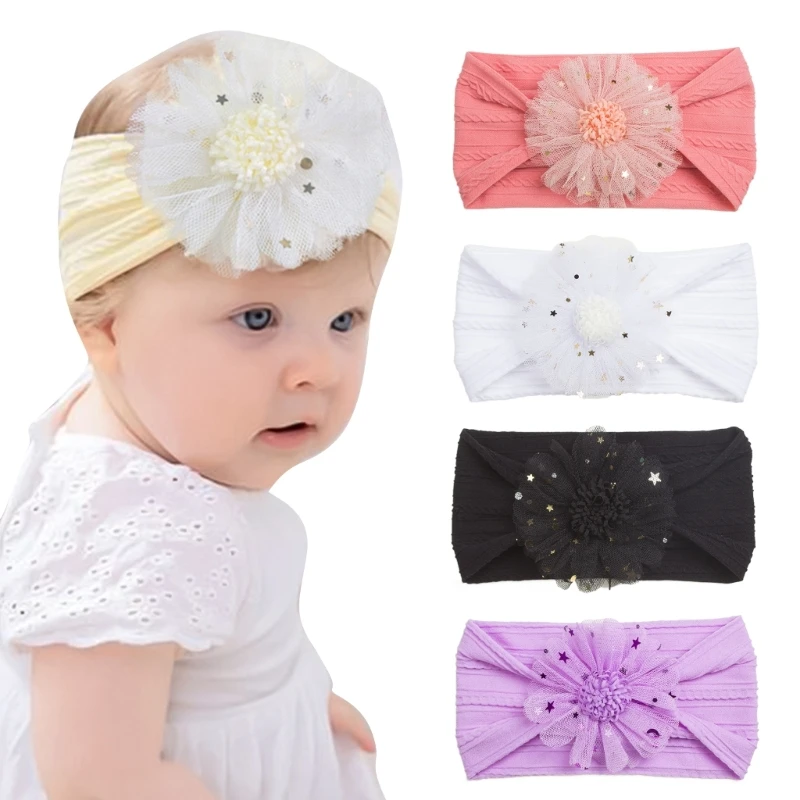 

Lovely Baby Headband Wide Headscarf Floral Charm Headdress Infant Elastic Hairband Flower Head Wrap for 0-2Yrs Girls