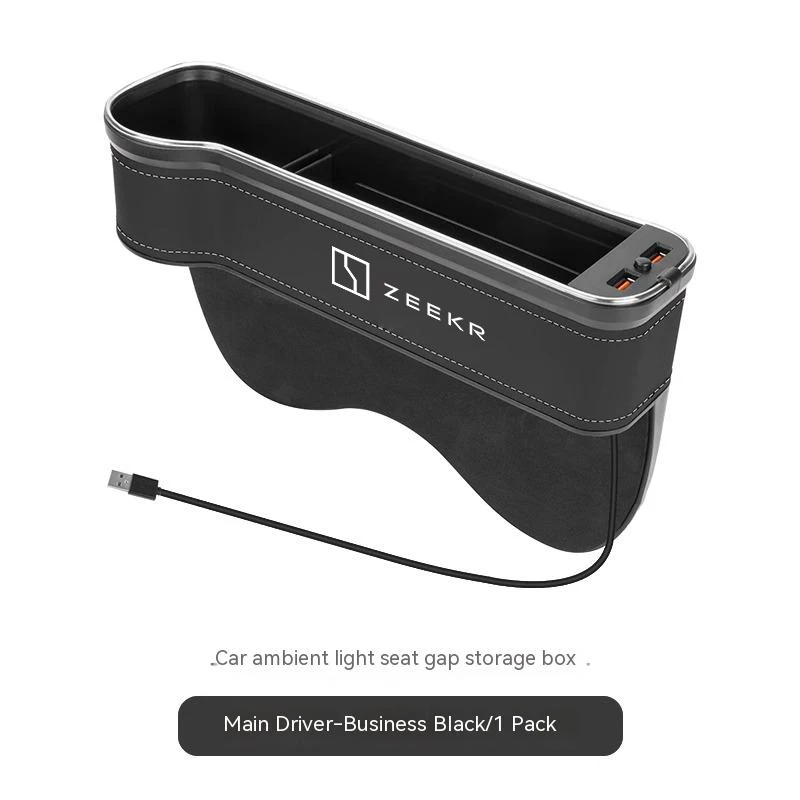 

Для ZEEKR X 001 009 2022 2023 2024 Автомобильный сшитый слот для сиденья, ящик для хранения с атмосферной лампой, зарядка через USB, автоаксессуары