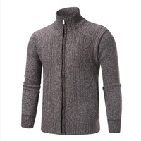 high quality men fashion winter stand collar youth loose classic knitted cashmere business gentleman jacket for middle aged men