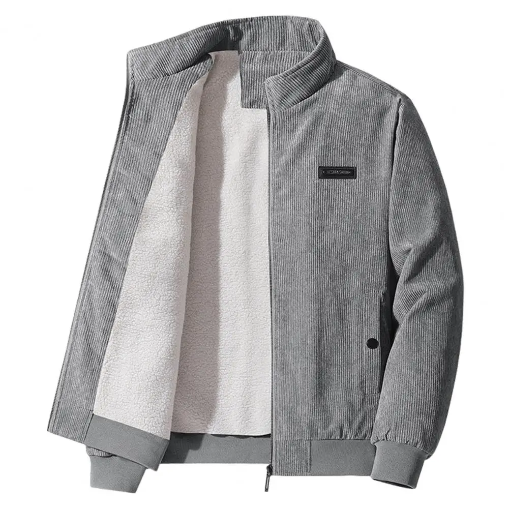 Мужская осенне-зимняя теплая куртка с воротником-стойкой и длинным рукавом