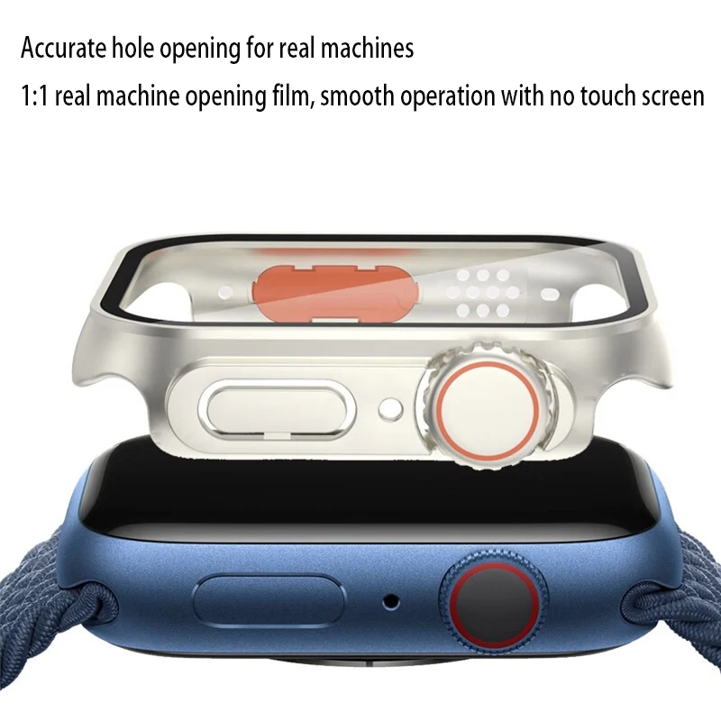 Glass+Case for Apple Watch 8 7 45mm 41mm 44mm 40mm Screen Protector Cover Change Ultra Bumper iWatch Series 4 se 5 6 Accessories