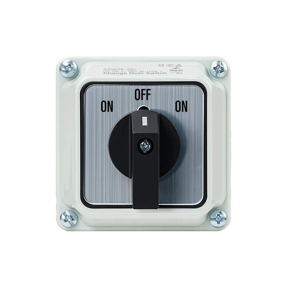 Фото Переключатель ON-OFF-ON 3-позиционный, 20А, 690В AC/DC, с защитным корпусом IP65 для промышленного применения №5