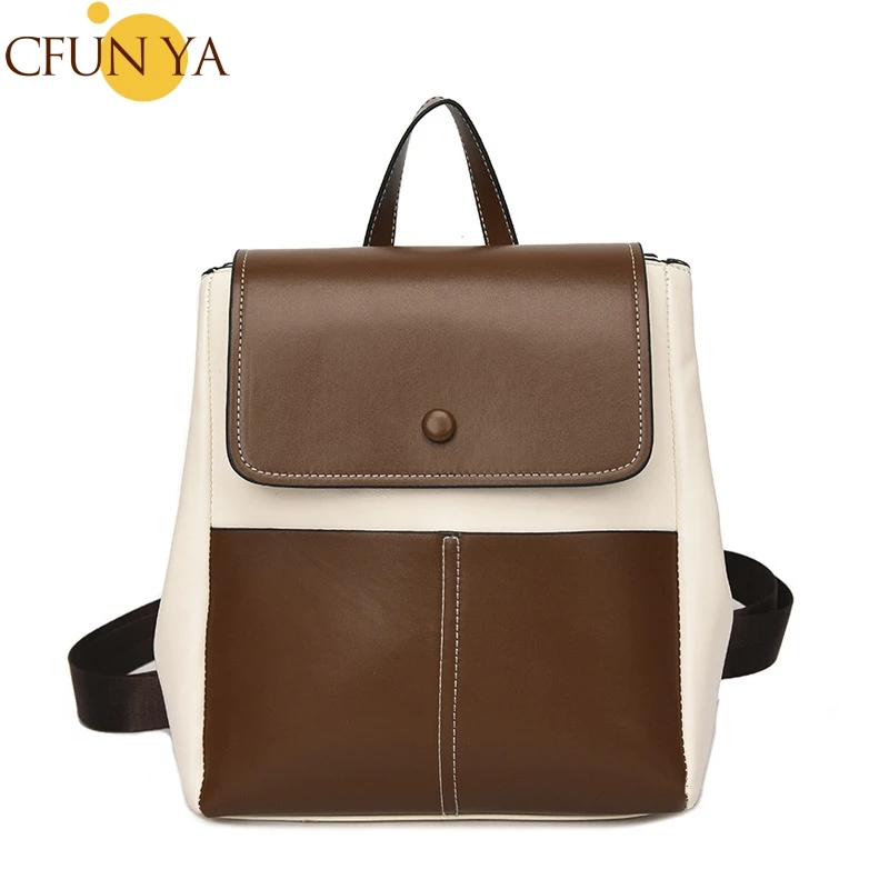 

CFUN YA Fashion 2023 PU Backpack For Women Soft Leather Teenager Girls Schoolbag Travel Summer Boho Ladies Handbag Sac a Main