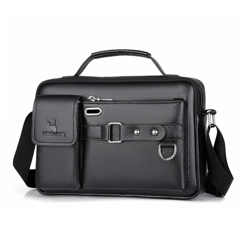 

New Fashion Men's Shoulder Bag Portable PU Leather Handbag Men's Briefcase Hot Sale