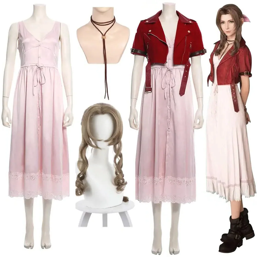 Платье для косплея Aerith эстетичный косплей реквизит костюм Маскировка Женская