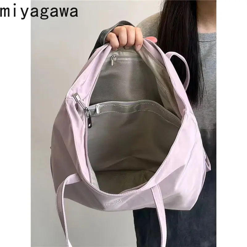 Миягава новинка 2024 вместительная нейлоновая сумка для покупок на плечо модная