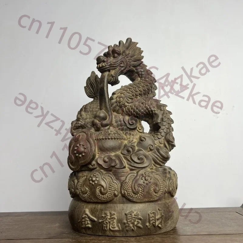 Резная вручную статуэтка дракона из агарового дерева - 7,87 x 4,33 дюйма, китайская скульптура дракона, фигурка дракона Фэн-шуй для привлечения богатства, для домашнего декора (art.: 3920dca003e80) - 3920dca003e80