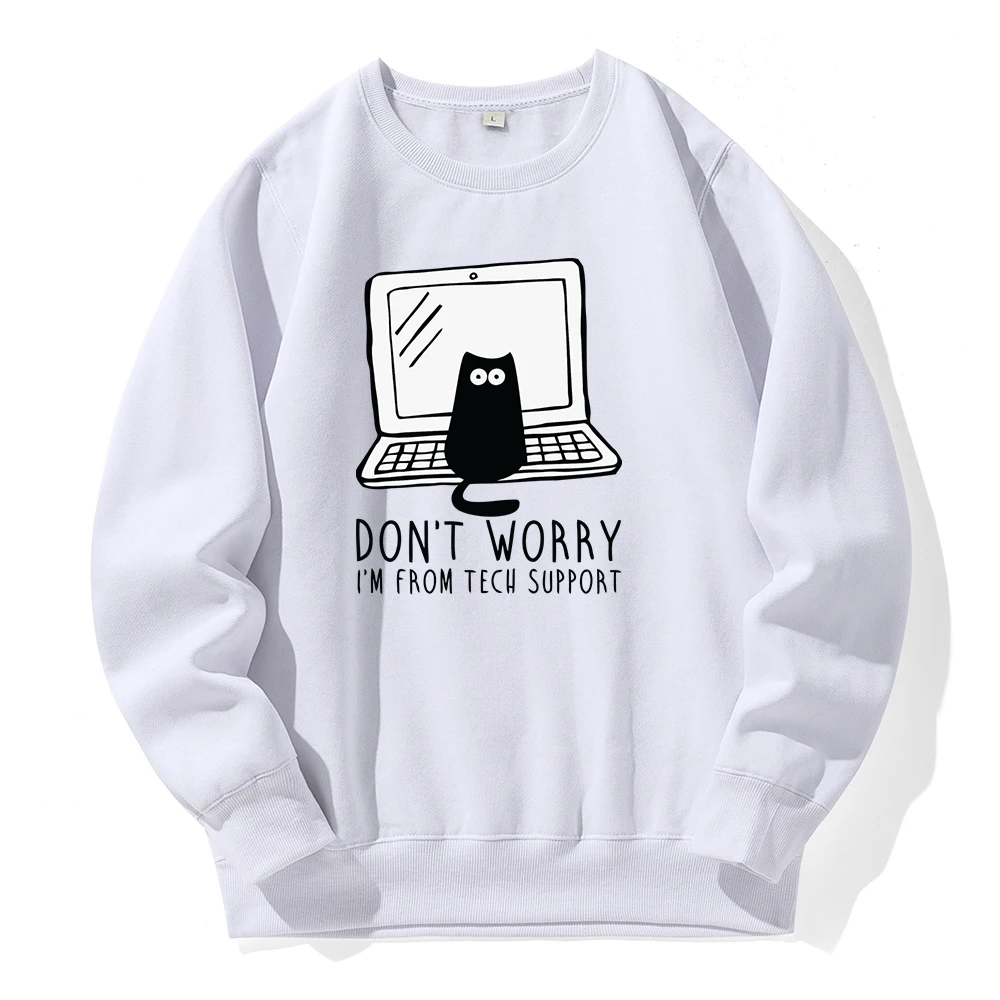 

Don'T Worry I'M From Tech Support Men Hooded Loose Casual Crew Neck New Hoodie Basic All Match Sweatshirt Classic Creative Hoody