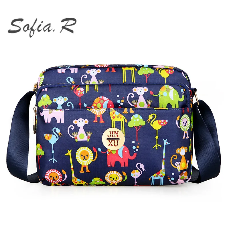 

Casual Printed Shoulder Bag Waterproof Oxford Cloth Messenger Handbag Large Capacity Nylon Canvas Fashion Print Women's Bags
