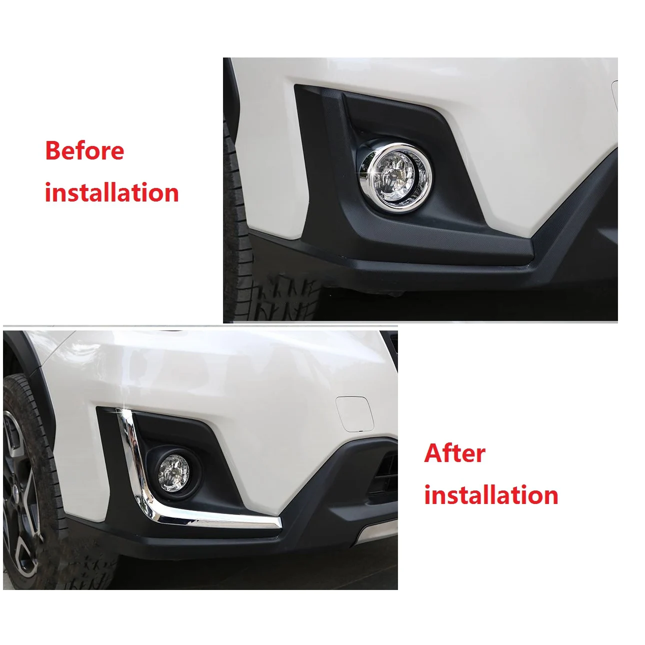 for Subaru Crosstrek XV 2018 2019 ABS Chrome Car Front Fog Light Eyelid Strips Lamp Eyebrow Cover Trim Accessories