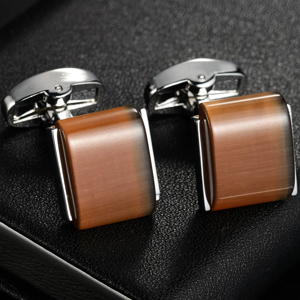 

Запонки мужские с геометрическим рисунком, роскошные запонки для рубашки, аксессуары для костюма, свадебные подарки, цвет коричневый