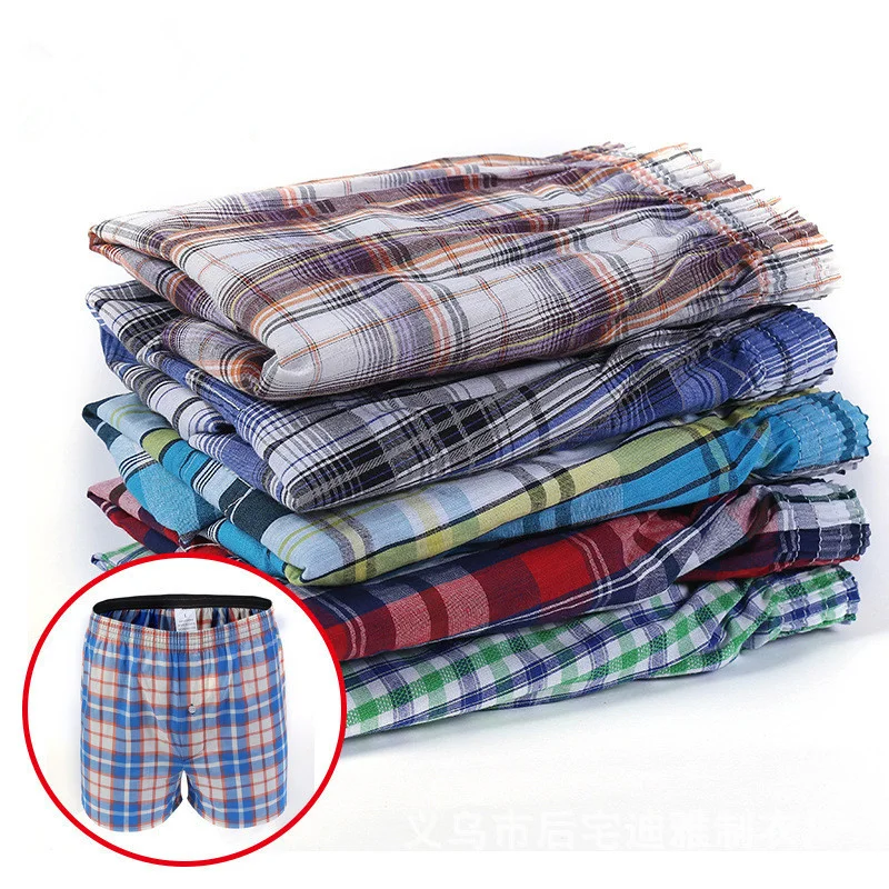 

Underwear Men 5pcs Lot Loose Sorts Men's Panties Cotton boxer male plus Lare bi size Comfortable Soft plaid under wear sexy