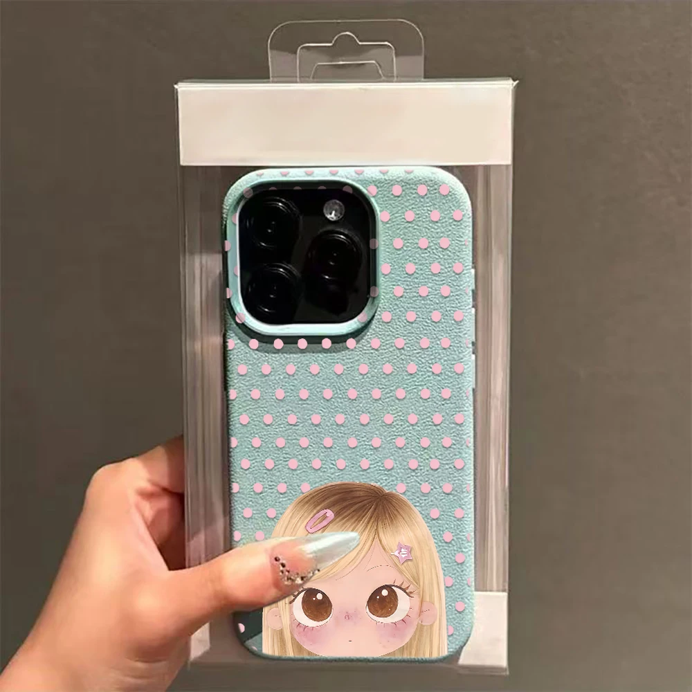 Фото Милый чехол для iPhone 11 12 13 14 15 16 17 Pro Max Plus Air с креативным дизайном в горошек для блондинок, мягкий чехол из поликарбоната №2