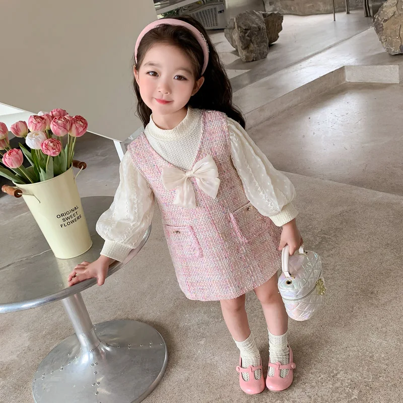 Осенние комплекты детской одежды рубашка с рукавами-фонариками для маленьких