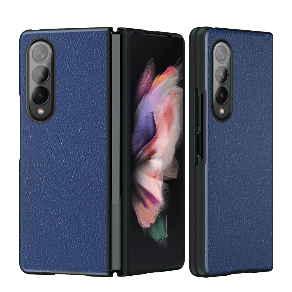 

Luxury Cross Lychee Pattern Folding Case For Samsung Z Fold 4 Business Shockproof Hard Phone Cover for Galaxy ZFold 4 ZFold4