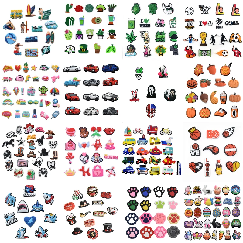 

Hot 16 Kinds Various Alphabet Car Shoe Charms for Croc Accessories Wristband Decorations Kids Women Party Gifts