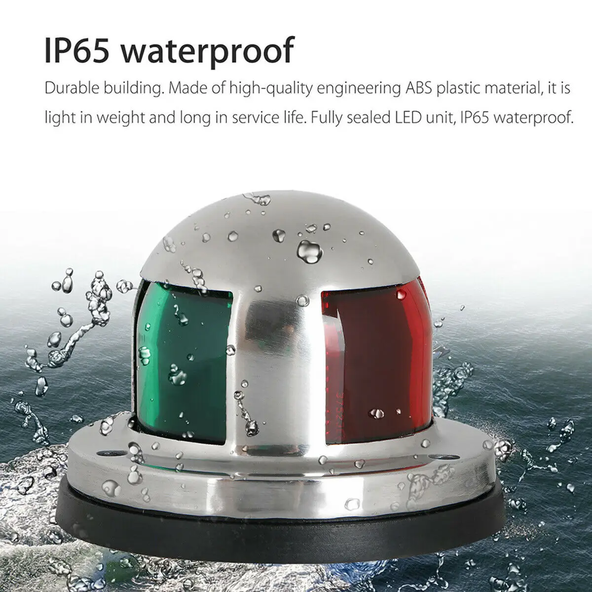 

1pc LED Bow Navigation Light 2 In 12V Marine Boat Yacht Pontoon Stainless Steel Red & Green Boat Light