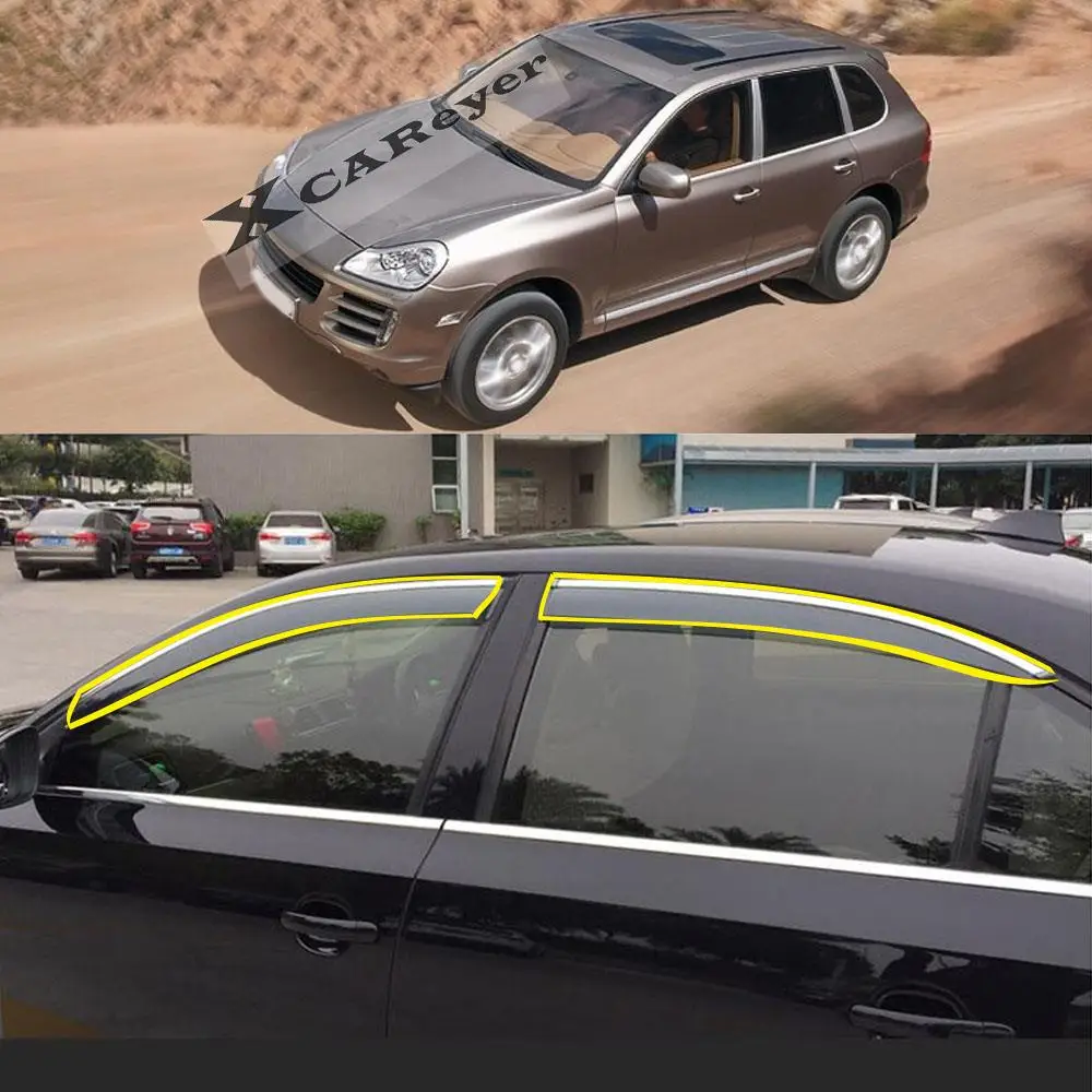 

Car Body Styling Sticker Plastic Window Glass Wind Visor Rain/Sun/Smoke Guard Vent Protector Parts For PORSCHE Cayenne 2006-2010