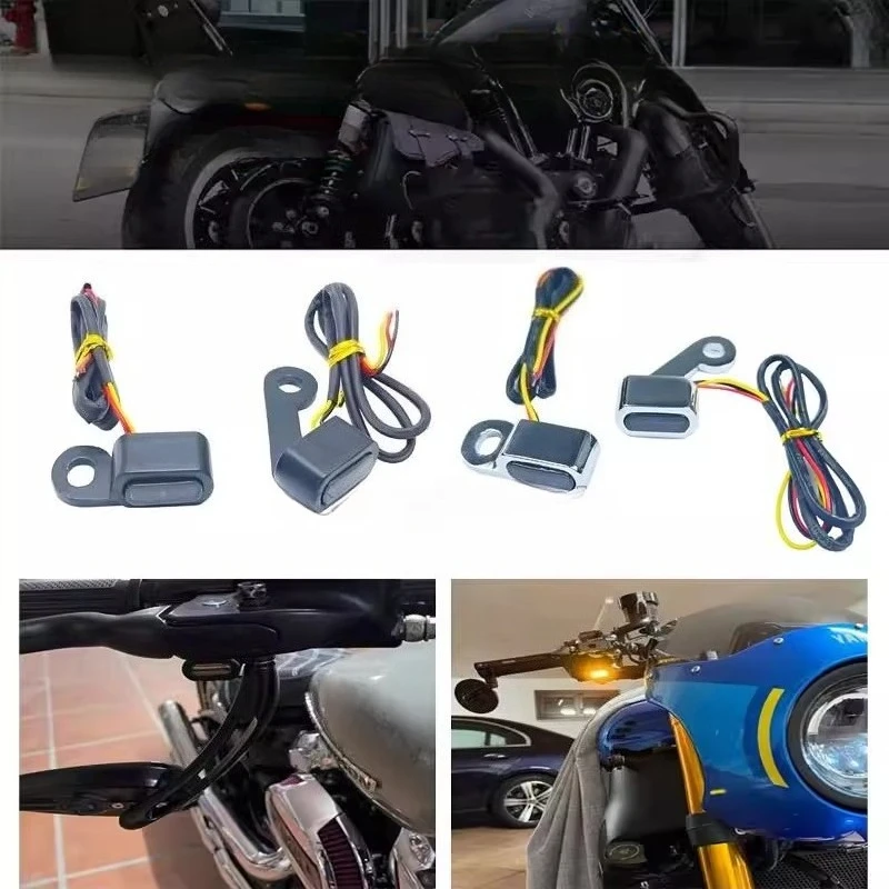 Фото Для Harley 750 SOFTAIL Fat Boy Breakout Low Rider S Street Bob Мини светодиодные указатели поворота на руле 12 В желтый сигнальный индикатор №1