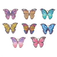 20pcs coloful shinning glitter butterfly charms beautiful animal pendants for diy jewelry making accessories handmade supplies