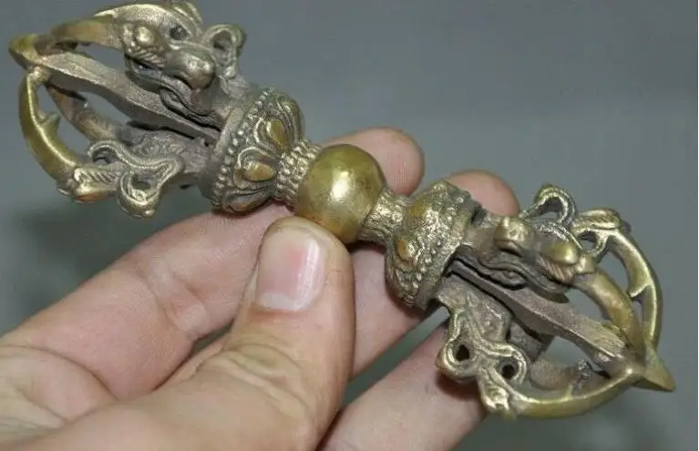 

Old Tibetan Tantra Buddhism fane Bronze Dorje Phurpa Pestle Vajra Talismans FaQi