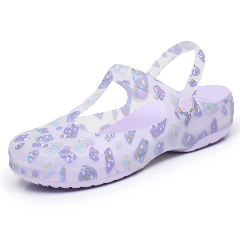 Women Fashion Printed Jelly Shoe Summer Beach Shoe EVA Round Toe platform Non-slip Comfortable Slippers Student Nurse Flip-Flops