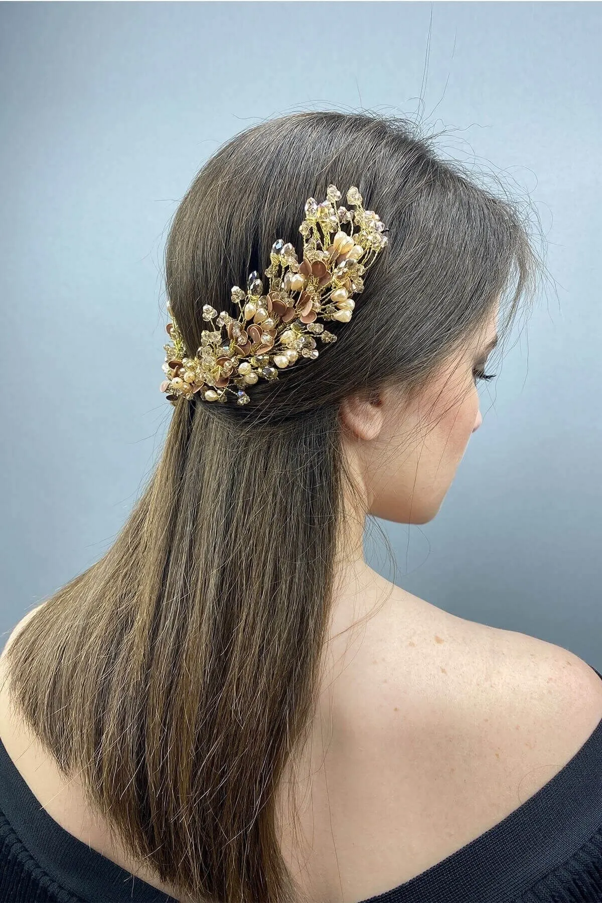 

Bridal Accessories Honey Color Model Double-Sided Bridal Hair Accessory Wedding Handmade For Bride And Bridesmaids