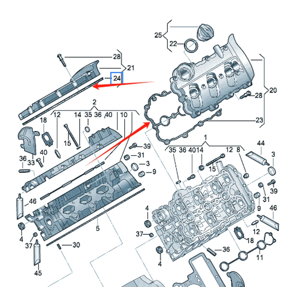 Прокладка крышки клапана для Audi A6L 2005-2012 A4 S4 2005-2008 A6 S6 2009-2011 A8 S8 2003-2007 06E103483G 06E103484G