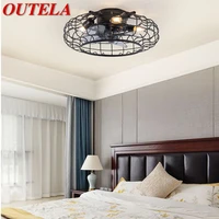 outela nordic retro ceiling fan light led black creative design with lamp remote control for home bedroom dining room loft
