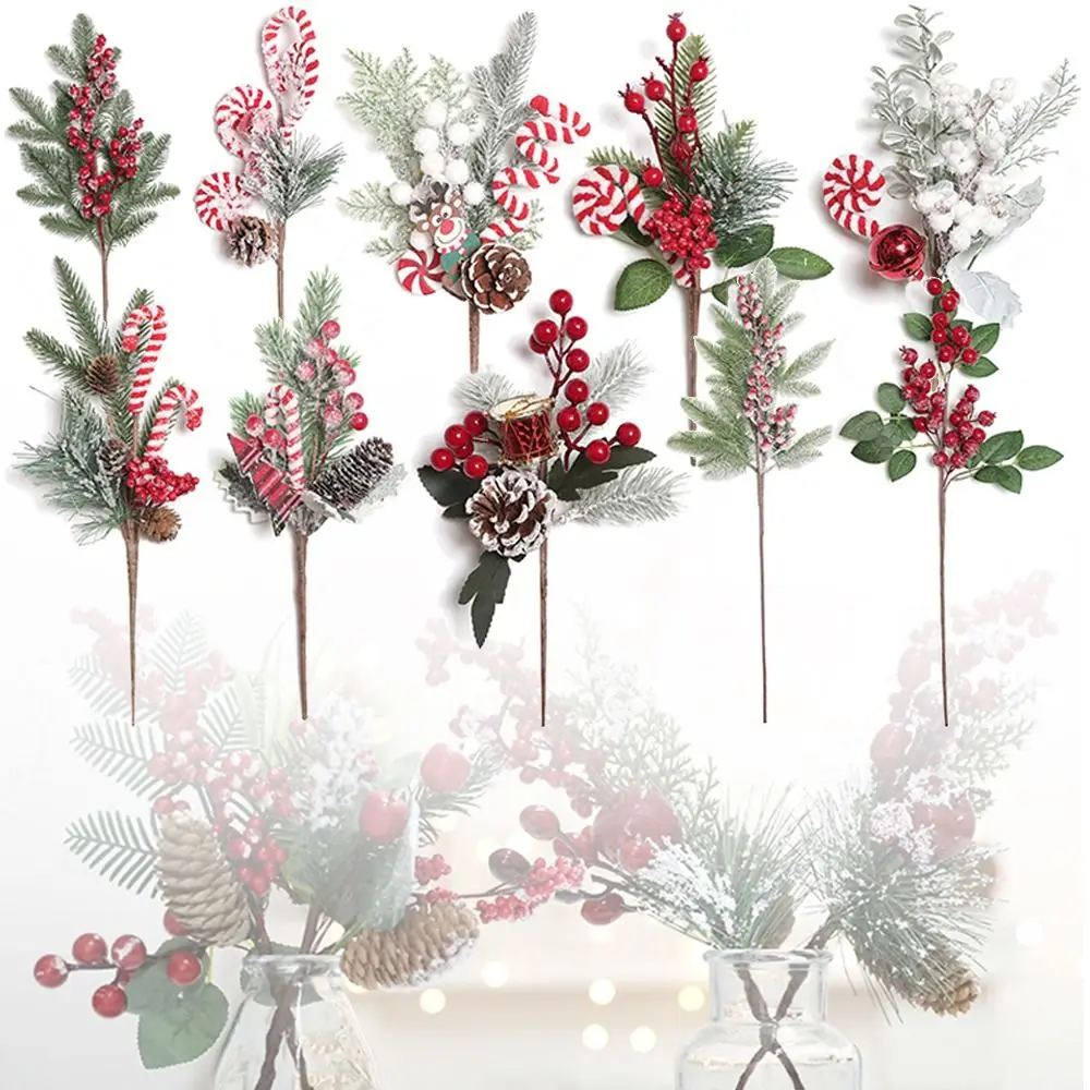 Разноцветные рождественские сосновые ветки аксессуары для самостоятельного