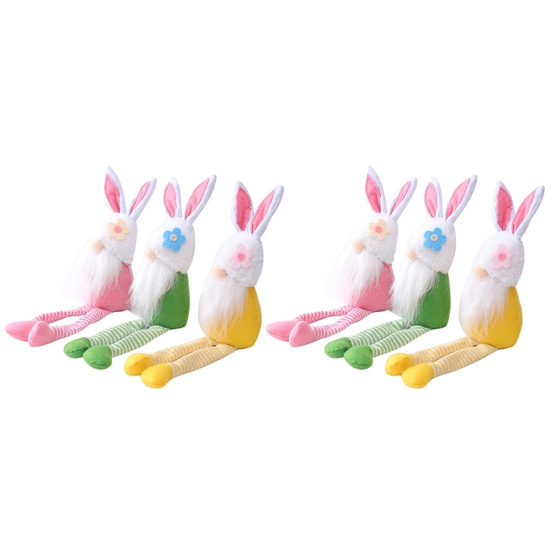 

6PCS Easter Bunny Gnome Plush Easter Bunny Doll Spring Gnomes Plush Handmade Rabbit Toys Easter Decorations Dolls