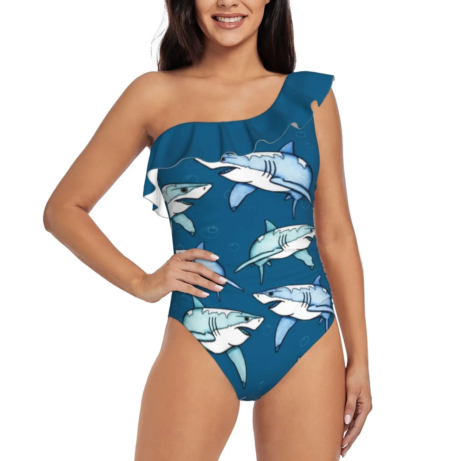 Цельный купальник Shiver Of Shark-Ii, женские сексуальные монокини,  купальные костюмы, новые пляжные купальники для девочек, Акула, Акула,  морской океан | AliExpress
