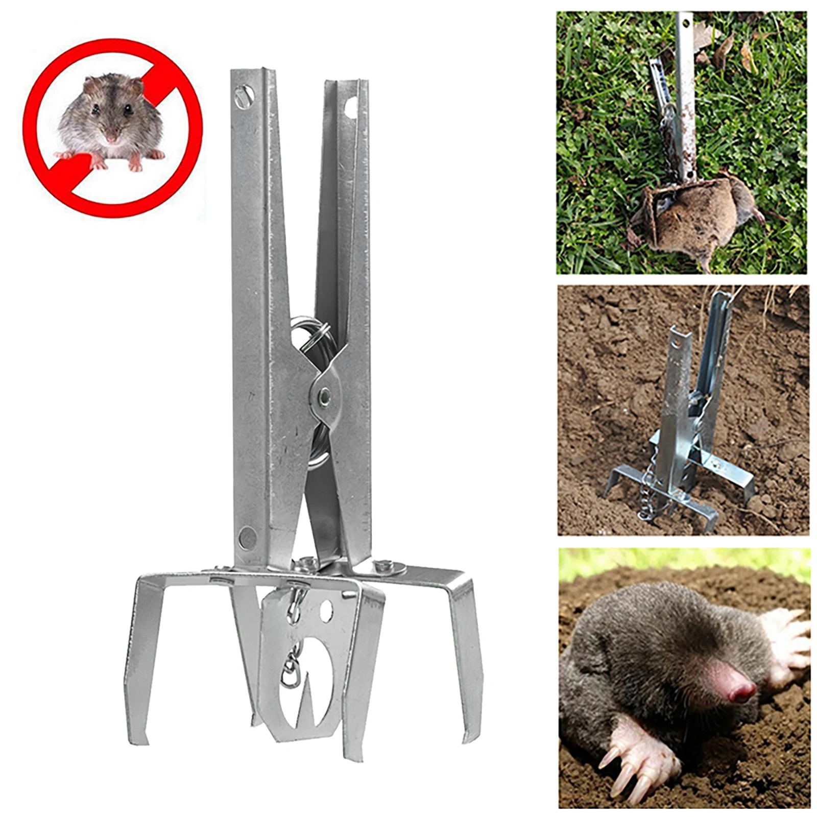 

Mole Eliminator Trap Galvanized Steel Mole Trap Pest Control Metal Clip for Voles Haunted Place Farmland Garden