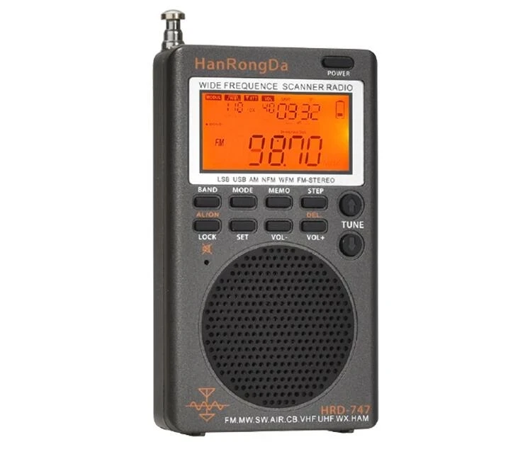 HRD 747 портативное радио FM/MW/SW/SSB/LSB/AIR/CB/VHF/UHF/UBD/WX полнодиапазонный мини-радиоприемник
