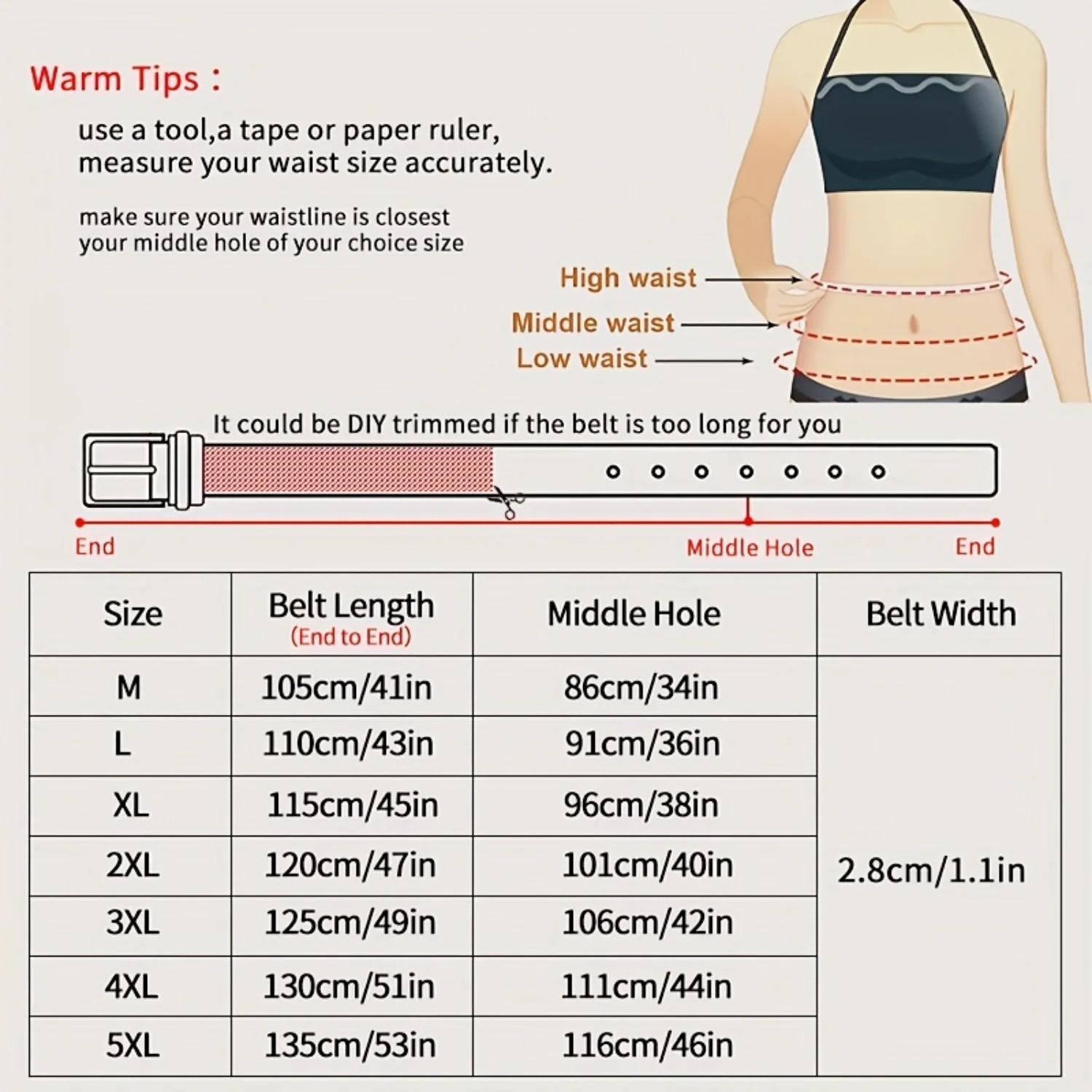 Ремень из натуральной кожи больших размеров простой однотонный повседневный