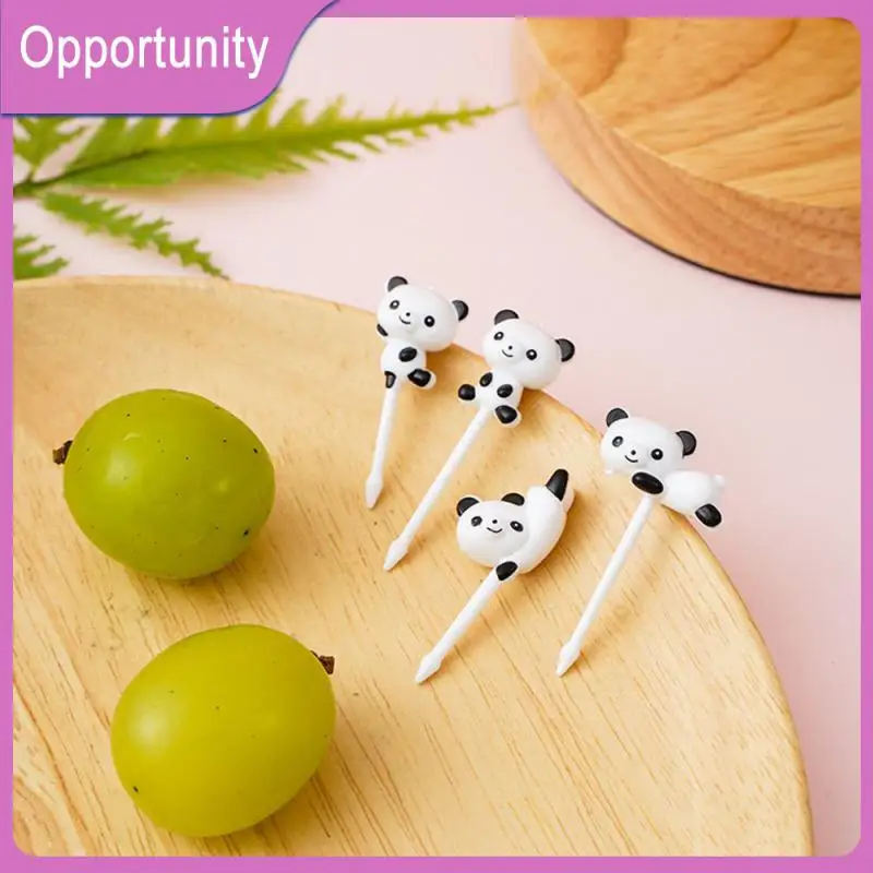 

2/4/6PCS Mini Cartoon Fruit Stick Lunch Salad Decoration Accessories Cute Panda Bento Tableware Food Grade Plastic Fruit Fork