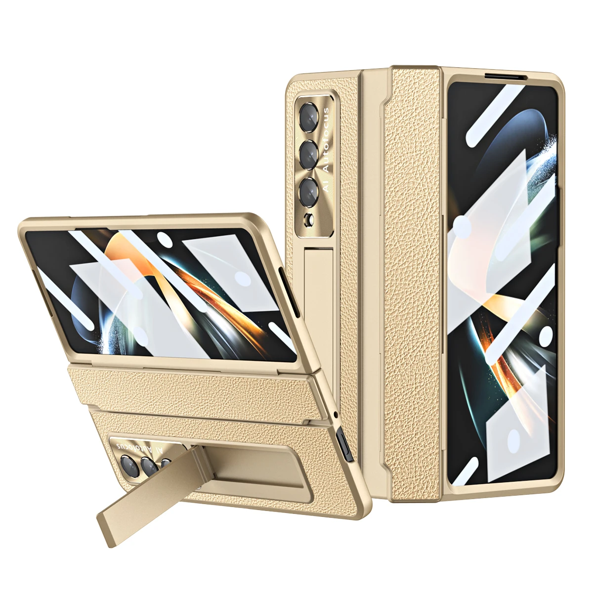 

Plating Leather Cell Phone Bag Case for Samsung Galaxy Z Fold 4 5G Fold3 Fold4 Zfold4 Tempered Glass Protector Film Cases