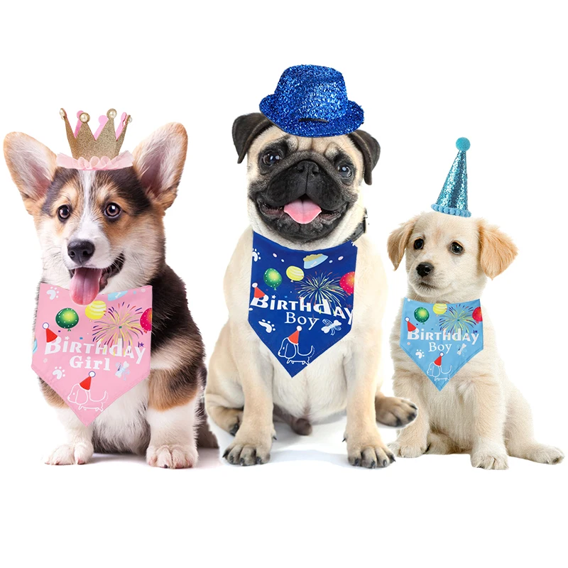 

Шарф для собаки на день рождения, забавные головные уборы для домашних животных, кошек, щенков, шапки, товары вечерние, костюм, бандана, аксессуары для домашних животных с буквенным принтом звезд