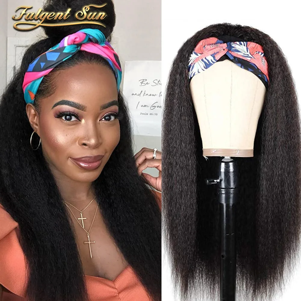 

Kinky Straight Headband Wig For Black Women Peruvian Hair Wigs Yaki Straight Head Band Wigs Human Hair Wigs Hot Sale 10-26Inch