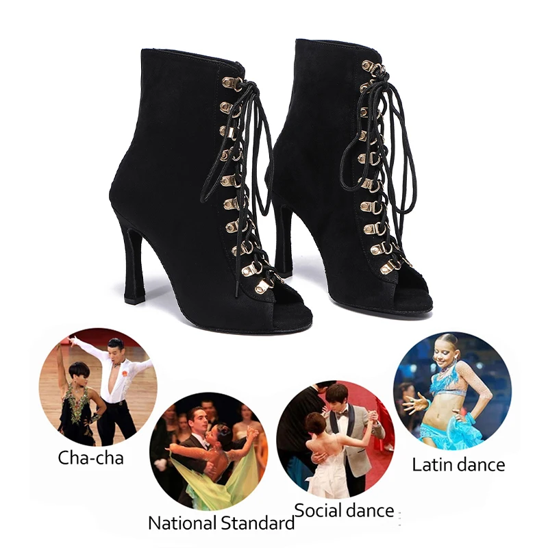 SWDZM Lace Up Jazz Dance Shoes High Heels Ballroom Latin Tango Shoes Open Toe Soft Sole Party/Casual Plus Size Dance Shoes