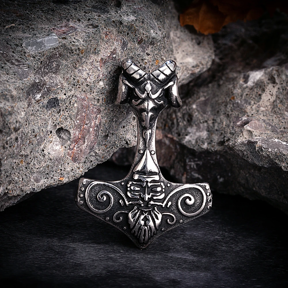 Ожерелья в стиле панк с козьей головой подвеска виде молота амулет из