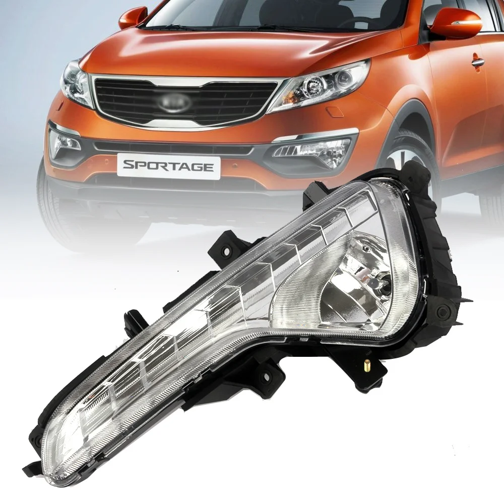 Фото Дневные ходовые огни и противотуманные фары в сборе для Kia Sportage 2011-2014: аксессуары для автомобиля, передний бампер, решетка, сигнальные огни №1
