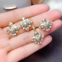 meibapj new natural aquamarine gemstone flower jewelry set 925 sterling silver fine weddng jewelry for women