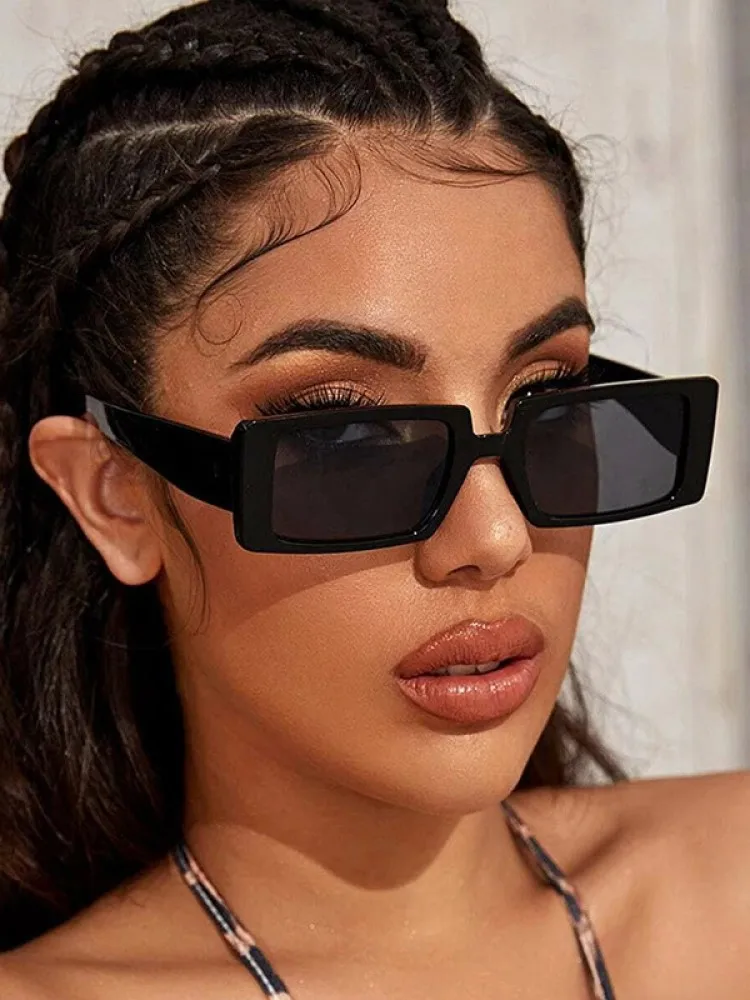 

Retro Narrow Rectangle Sunglasses Women Men 2022 Brand Designer Vintage Rectangular Trendy Women Square Sun glasses Shades UV400