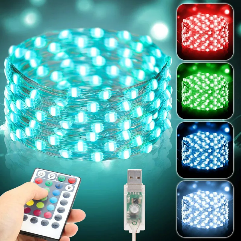 

LED Fairy Lights 16 Colors USB Remote Control Light String Outdoor Waterproof Christmas Wedding Party Decoration Garland