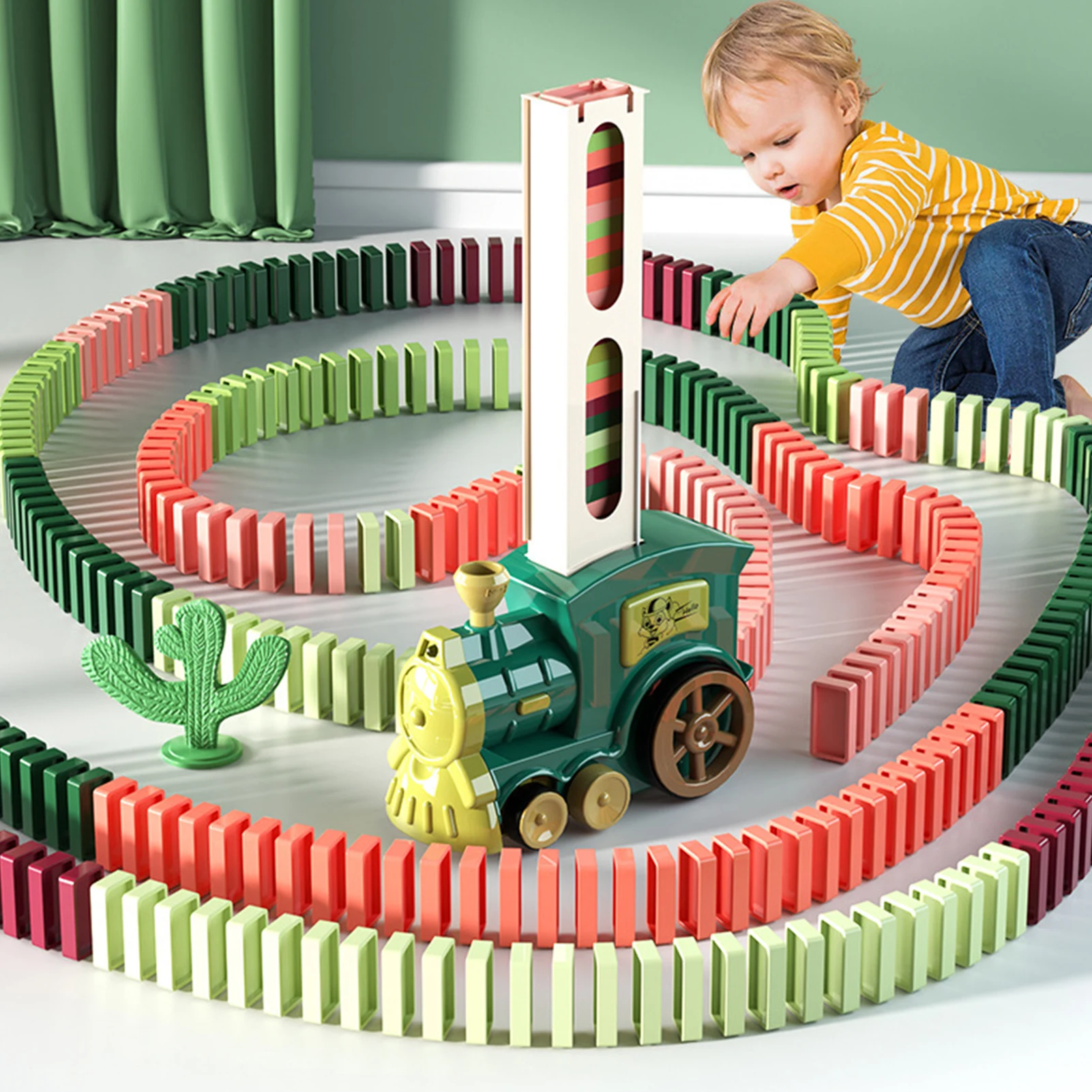 

Newly Domino Train Toy Set Building and Stacking Toys Automatically for Boys and Girls Age 3-8