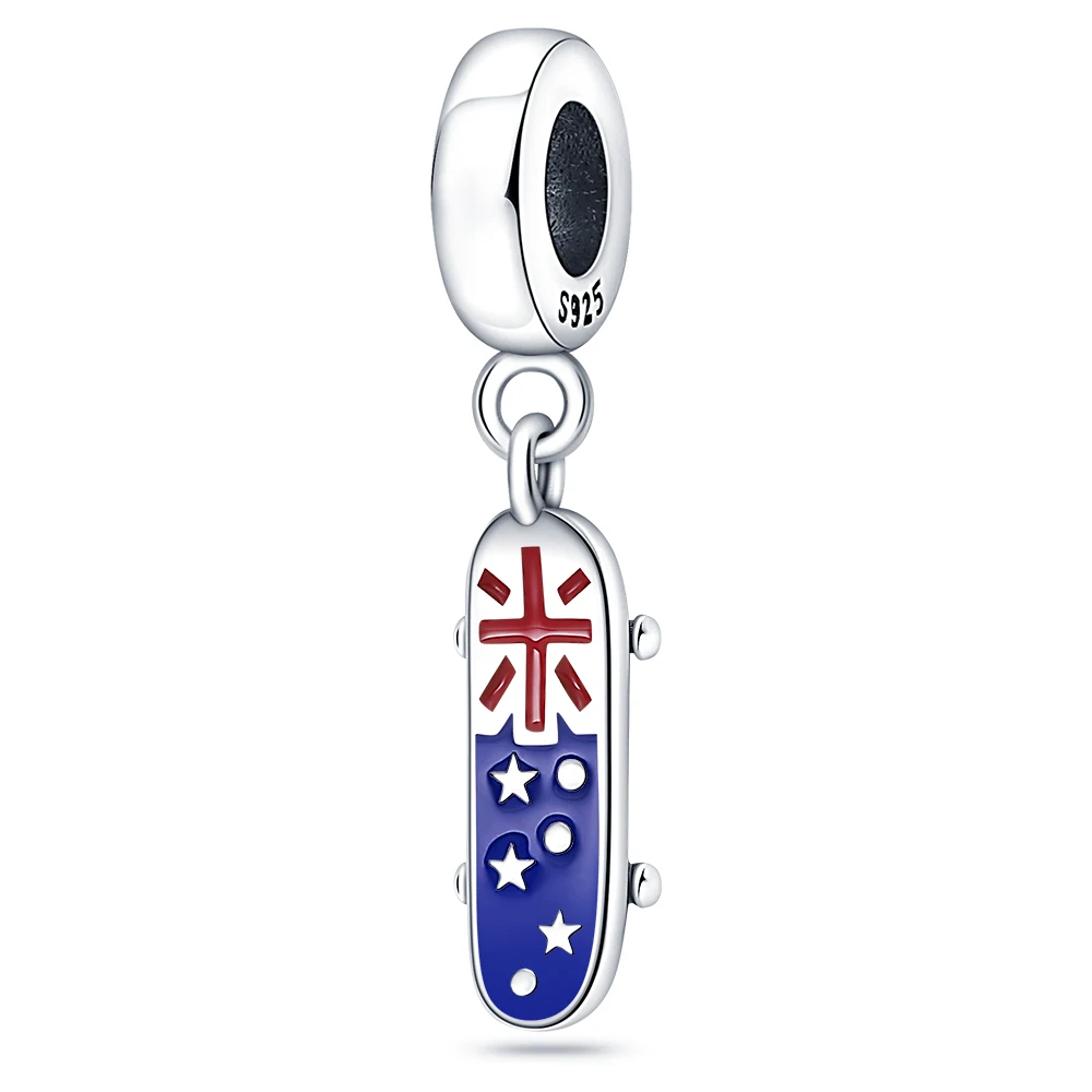 2022 New 925 Sterling Silver Skateboard Dangle Charms Fit Original  925 Bracelet Beads for Women Fine Diy Jewelry Gift